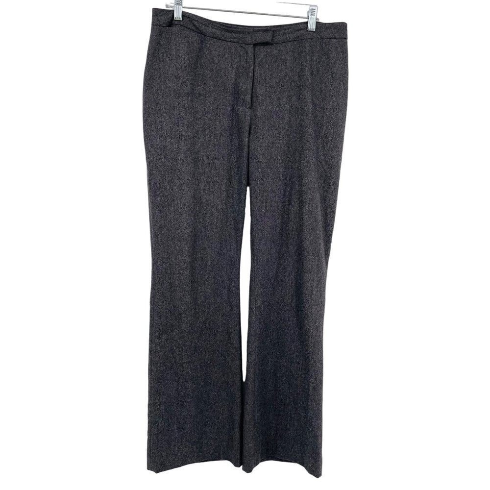 Boden Wide Leg Trousers Womens 14R Grey Wool Blend Professional Pants Preppy